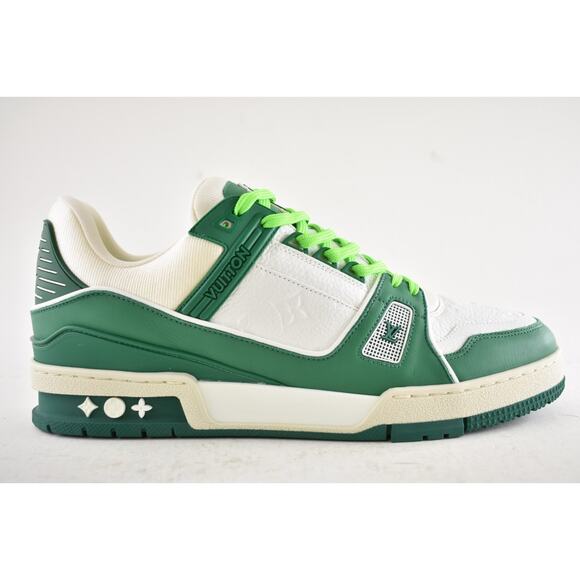 Louis Vuitton Green White Empreinte Leather Low Top Trainer Sneaker UK 9 US10 11 - Picture 2 of 16